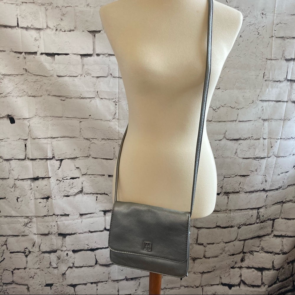 Giani Bernini Crossbody Silver‎ Gray Genuine Leather Bag small